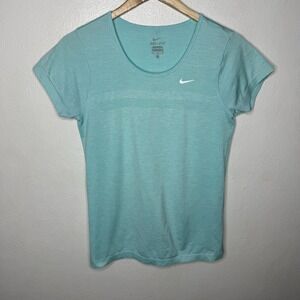 Nike Dri-Fit Knit Short Sleeve‎ Running T-Shirt Light Blue Womens Medium 644680